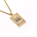 Gold-plated Cancer zodiac tarot pendant necklace with a vintage Cuban link chain - Cancer / Gold
