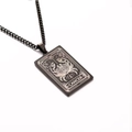 Matte black stainless steel Cancer zodiac sign pendant necklace with laser engraved crab - Cancer / Black