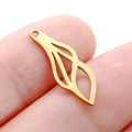 Golden spiral hollow leaf pendant in stainless steel for DIY jewelry making - Gold Color Linear Leaf (DY756-2)