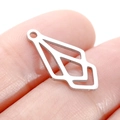 Silver geometric hollow diamond pendant in stainless steel for DIY jewelry making - Steel Color Geometric Diamond (DY757-1)