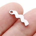 Minimalist wavy leaf pendant in polished stainless steel for DIY jewelry making - Minimalist Zigzag (DY769-1)