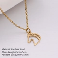 Gold stainless steel horse head silhouette pendant necklace with adjustable chain - Horse Head Style (DYN-820) / 45cm / Gold