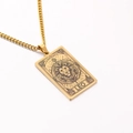 Golden Leo zodiac pendant necklace with rectangular stainless steel cuban chain - Leo / Gold