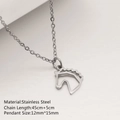 Minimalist stainless steel horse head silhouette pendant necklace on silver cable chain - Horse Head Style (DYN-820) / 45cm / Silver