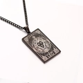 Black rectangular Leo zodiac pendant necklace with a matching curb chain for men - Leo / Black