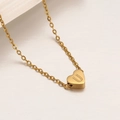 Collar dorado de acero inoxidable con colgante de corazón y letra U grabada - Letra U-45cm