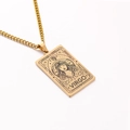 Gold-plated Virgo zodiac tarot necklace with detailed engraving and cable chain - Virgo / Gold