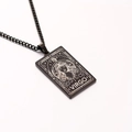 Black stainless steel Virgo tarot pendant necklace with vintage engraving for men - Virgo / Black
