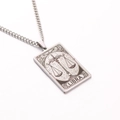 Silver stainless steel Libra zodiac tarot card pendant necklace with a classic Cuban chain - Libra / Steel