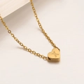 Collar delicado de acero inoxidable dorado con colgante de corazón y letra X grabada - Letra X-45cm