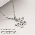 Collier en acier inoxydable argenté avec pendentif papillon évidé et chaîne à maillons - Style Papillon (DYN-495) / 45cm / Argent