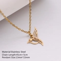 Collier minimaliste avec pendentif colibri doré en acier inoxydable et chaîne fine dorée - Style Colibri (DYN-393) / 45cm / Or