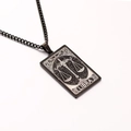Black stainless steel Libra tarot pendant necklace with minimalist engraved scale design - Libra / Black