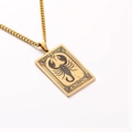 Golden Scorpio zodiac tarot card pendant necklace with stainless steel curb chain - Scorpio / Gold