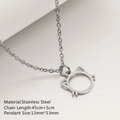 Collier minimaliste en acier inoxydable argenté avec pendentif tête de chat - Style Tête de Chat (DYN-278) / 45cm / Argent