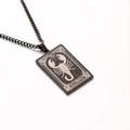 Scorpio zodiac sign black rectangle metal tag necklace with frosted matte finish - Scorpio / Black