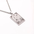 Silver stainless steel Sagittarius zodiac tarot necklace with engraved rectangular pendant - Sagittarius / Steel