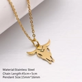 Goldene Edelstahlkette mit kleinem Bullenkopf-Anhänger und feiner 45cm Gliederkette - DYN-598 Gold - 45 cm