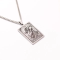 Vintage silver stainless steel Capricorn zodiac tarot pendant with classic Cuban chain - Capricorn / Steel