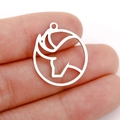 Silver Taurus zodiac constellation pendant in polished stainless steel for DIY jewelry - Silver Bull Style (DX001-2)