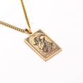 Vintage golden Capricorn tarot card necklace with rectangular zodiac sign pendant - Capricorn / Gold