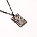 Matte black stainless steel Capricorn zodiac tarot pendant necklace for men - Capricorn / Black