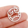 Cancer zodiac sign crab pendant in stainless steel for DIY necklace jewelry making - Silver Crab Style (DX001-4)