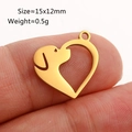 Ciondolo a cuore con cane traforato in oro lucido per gioielli fai-da-te 15x12mm - Cuore con Cane (DY869-2) / Oro