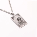 Silver Aquarius tarot card pendant necklace in vintage stainless steel finish - Aquarius / Steel