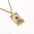 Gold rectangular Aquarius zodiac tarot card pendant necklace with stainless steel curb chain - Aquarius / Gold
