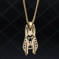 Collier pour homme avec pendentif tête de chien évidé doré et chaîne torsadée - Anubis Couleur Or Chaîne Gourmette