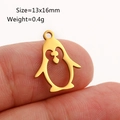 Ciondolo a forma di pinguino in acciaio inossidabile dorato 13x16mm per gioielli DIY - Oro