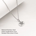 Minimalist stainless steel necklace with starburst engraved round pendant charm - 45cm / Six-Petal Flower Hollow Disc (DYN-412) / Silver