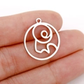 Pendentif signe du zodiaque en acier argenté pour bijoux DIY avec découpe au laser - Style Tête de Bélier Argent (DX001-10)