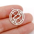 Pendentif circulaire en acier inoxydable argenté avec signe zodiacal Poissons - Style Poissons Argent (DX001-12)