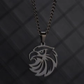 Collier pour hommes en acier inoxydable avec pendentif tête d'aigle noir - Aigle Noir Chaîne Gourmette