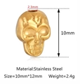 Golden stainless steel skull bead 10x12mm with 2.3mm hole for DIY jewelry making - Skull Style (DY1261-2) / Gold