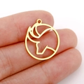 Pendentif Taureau plaqué or 18K avec motif de taureau ajouré pour création de bijoux DIY - Style Taureau Or (DX001-14)