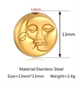 Golden stainless steel sun and moon bead pendant for DIY jewelry making 13mm - Sun Moon Face Style (DY1264-2) / Gold