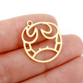 Pendentif zodiaque Cancer en acier inoxydable plaqué or 18k pour colliers DIY - Style Crabe Or (DX001-16)