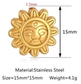 Goldene Edelstahl-Sonnenerbse mit Reliefschnitzerei und 15 mm Größe für DIY-Schmuckherstellung - Sonnengott Stil (DY1265-2) / Gold