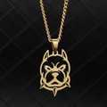 Collier avec pendentif pitbull doré style punk et chaîne corde épaisse pour homme - Bouledogue Couleur Or Chaîne Gourmette