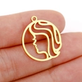 Pendentif en acier inoxydable doré 18K avec silhouette féminine détaillée - Style Profil Féminin Or (DX001-18)