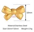Goldener Edelstahl Schleifenanhänger für DIY Schmuck 16mm x 10mm Größe - Schleife Stil (DY1269-2) / Gold