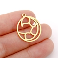 Pendentif circulaire en acier inoxydable doré avec motif géométrique ajouré - Style Lignes Géométriques Or (DX001-20)