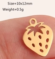 Detailed view of strawberry hollow metal charm in gold with size and weight info - Strawberry Shape - Gold (DY1270-2)