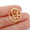 Pendentif zodiaque en acier inoxydable plaqué or 18 carats avec motif spiralé - Style Spirale Abstrait Or (DX001-22)