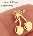 Polished gold cherry pendant charm for jewelry making with size 10x13mm and 0.4g weight - Cherry Shape - Gold (DY1276-2)