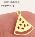 Polished stainless steel watermelon slice pendant on a fingertip for size reference - Watermelon Slice - Gold (DY1272-2)