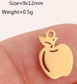 Close-up of golden apple-shaped stainless steel pendant with 9x12mm size display - Apple Shape - Gold (DY1275-2)